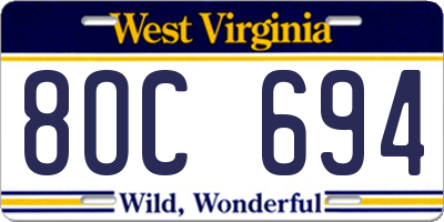 WV license plate 8OC694