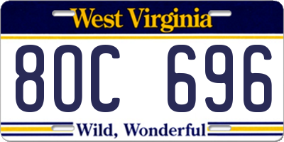 WV license plate 8OC696