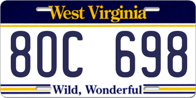 WV license plate 8OC698