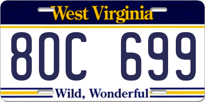 WV license plate 8OC699