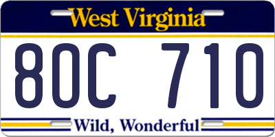 WV license plate 8OC710