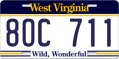WV license plate 8OC711