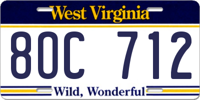 WV license plate 8OC712
