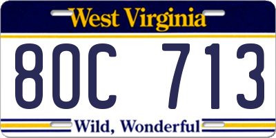 WV license plate 8OC713