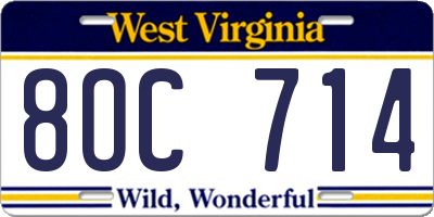 WV license plate 8OC714