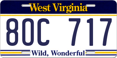 WV license plate 8OC717