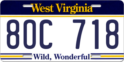 WV license plate 8OC718