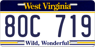 WV license plate 8OC719