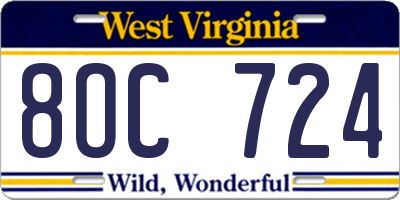 WV license plate 8OC724