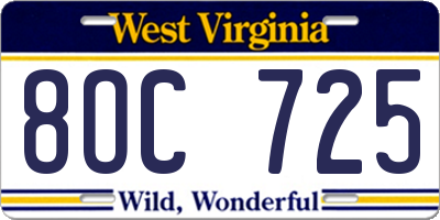 WV license plate 8OC725