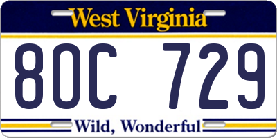 WV license plate 8OC729