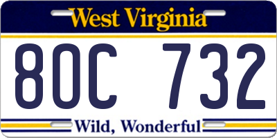 WV license plate 8OC732