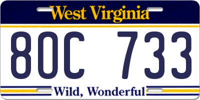 WV license plate 8OC733