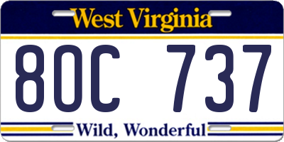 WV license plate 8OC737
