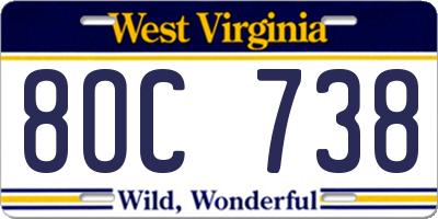 WV license plate 8OC738