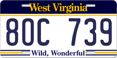 WV license plate 8OC739