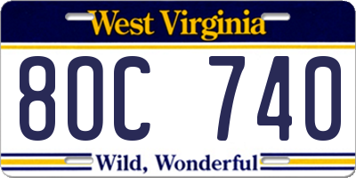 WV license plate 8OC740
