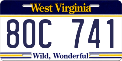 WV license plate 8OC741