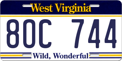 WV license plate 8OC744