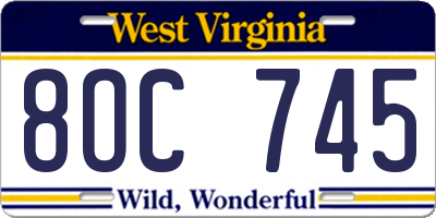 WV license plate 8OC745