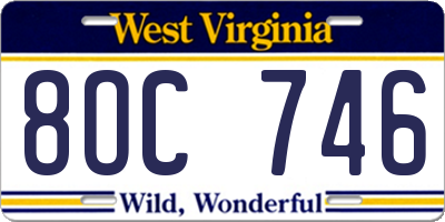 WV license plate 8OC746