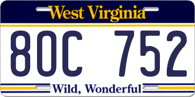WV license plate 8OC752