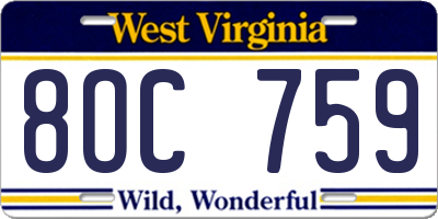 WV license plate 8OC759