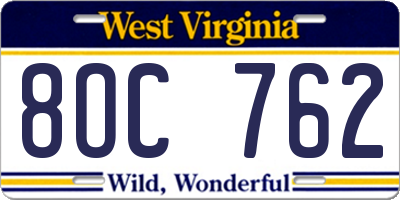 WV license plate 8OC762