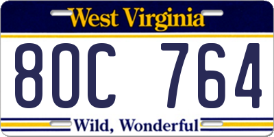 WV license plate 8OC764