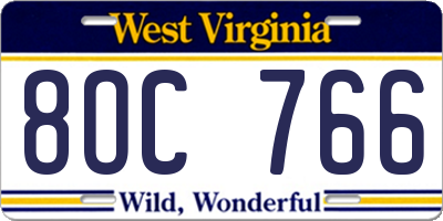 WV license plate 8OC766
