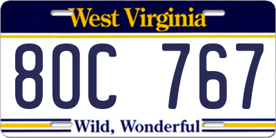 WV license plate 8OC767