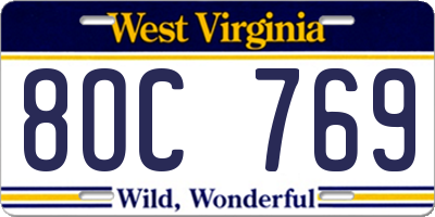 WV license plate 8OC769