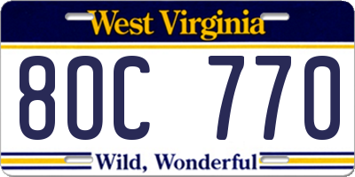 WV license plate 8OC770