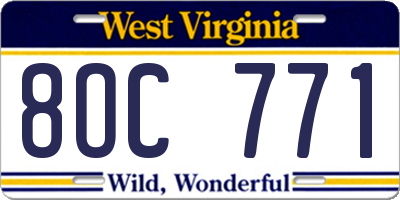 WV license plate 8OC771