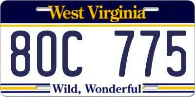 WV license plate 8OC775