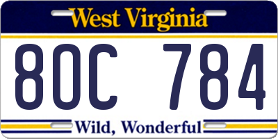 WV license plate 8OC784