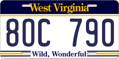 WV license plate 8OC790