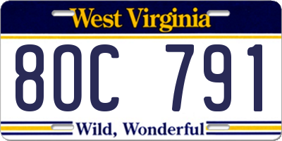 WV license plate 8OC791