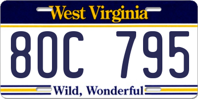WV license plate 8OC795