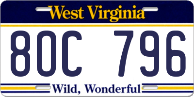 WV license plate 8OC796