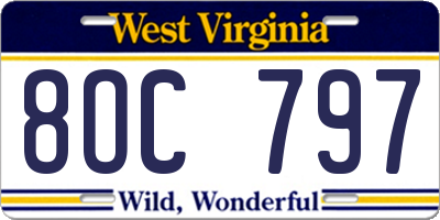 WV license plate 8OC797