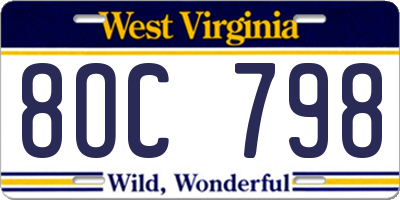 WV license plate 8OC798