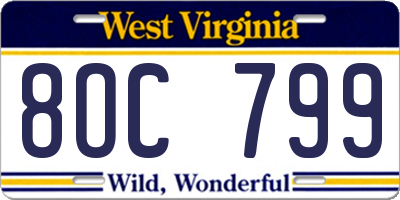 WV license plate 8OC799