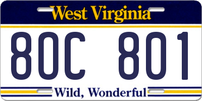 WV license plate 8OC801