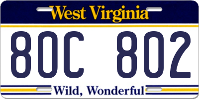 WV license plate 8OC802