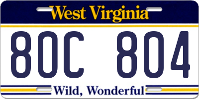WV license plate 8OC804