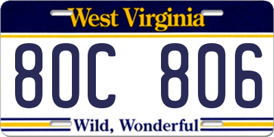 WV license plate 8OC806