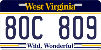 WV license plate 8OC809