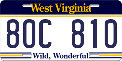WV license plate 8OC810