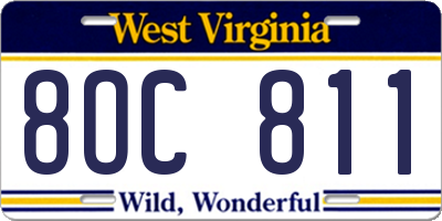 WV license plate 8OC811